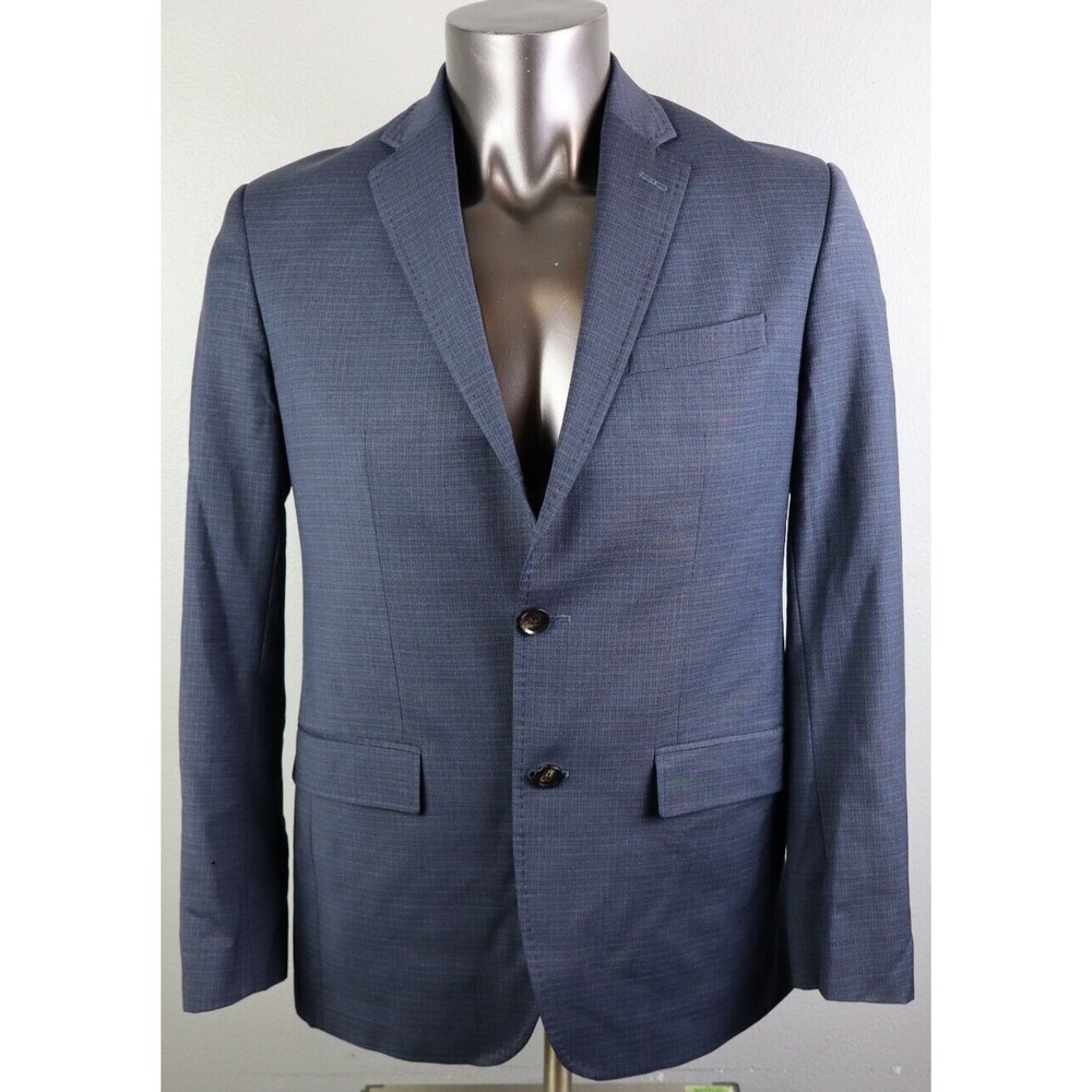 Mens Ted Baker London Jacket Blue Size 40R Fully Lined Sport Coat 2 Button Wool